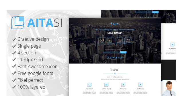 Full featured Coming soon psd